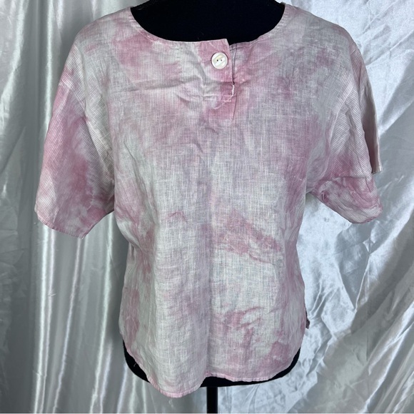 Vintage Tops - Vintage Condor Lightweight Linen Blend Pink Short Sleeve Blouse Size 9/10 (S/M)
